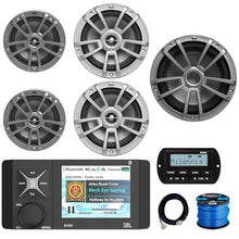 Enrock Marine 4" Color LCD Display Bluetooth AM/FM/WB Stereo Receiver with Remote & 2x 6.5" Speakers, 2x 8" Speakers, 10" Subwoofer Gray