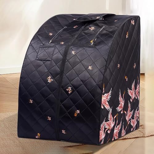 TT-YEL Foldable Portable Red Light Sauna, 5-Panel Sauna Box with Folding Chair, 77 Sauna Stones, Carbon Crystal Heating Plate, Compact Indoor Spa Tent,Black