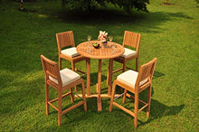 WholesaleTeakFurniture Grade-A Teak Wood Maldives 5 Pcs Bar Set with 36" Round Table & 4 Armless Chairs