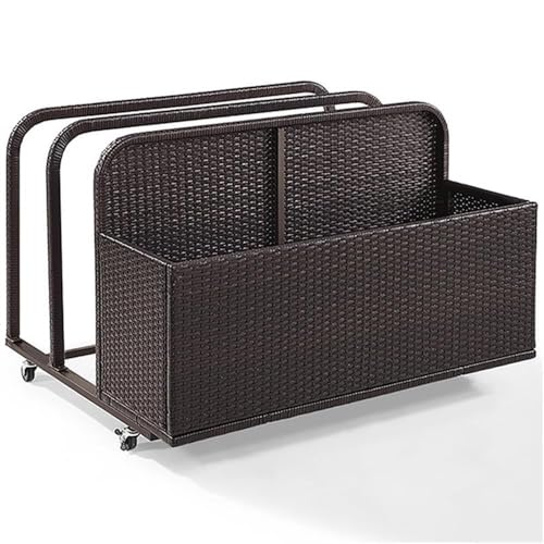 Pemberly Row Coastal Wicker/Rattan Patio Float Caddy in Brown