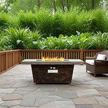 42 Inch Rectangular Gas Fire Pit Table with Cement-Like Finish, 50000 BTU Outdoor Heating Table for Patio, Backyard & Garden