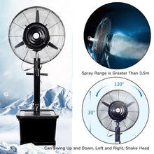 KUYBTU Outdoor Mist Fanindustrial Outdoor Misting Fan, Patio Portable Floor Misting Fans, 6400 Cfm with 42L Tank, 4 Casters, Cooling Floor Fan 3-Speed for Backyards, Patios and -65cm/26in