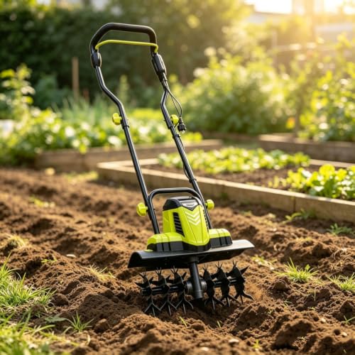Thlabe Corded Electric Tiller Cultivator Lightweight 14In Tilling Width and 9In