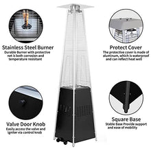 48000BTU Outdoor Patio Heater Pyramid Propane Heaters for Patio with Wheels Gas Heater with Cover for Indoor Use and Outdoor Use Black Silver