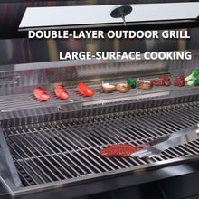 RGWYGCG 6-Burner Outdoor Kitchen Grill, Propane Gas Grill with Rotisserie Kit, Heavy Duty Outdoor Grill Station with Bottle Opener, Grills Outdoor Cooking for Backyard BBQ, Black