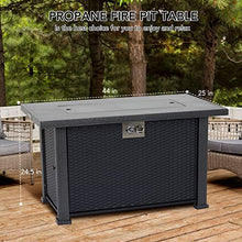 Garvee 44 in Propane Fire Pit Table, 50000BTU Rectangle Fire Table with Cover & Rain Cover, Sturdy Steel and Iron Fence Surface, CSA Safety Certified, Companion for Your Garden