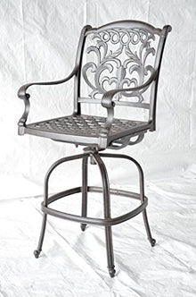 Mandalay Outdoor Patio 5pc Bar Set 48" Dark Bronze Cast Aluminum (Walnut)