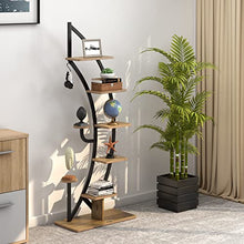 OJKJGYTF Plant Stand 6 Tier Flower Stand, Half Moon Metal Plant Stand with Shelves & Hooks, Plant Shelf, Flower Shelf, Flower Stairs, Plant Stairs for Living Room, Bedroom, Balcon