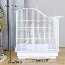 QTBH Flight Cage Medium-Sized Bird Cage Parrot Cage Home Metal Peony Tiger Skin Pearl Bird with Handle and Feeding Box, Suitable for Parakeets, Canaries, Love Birds Bird Cage (Color : White)