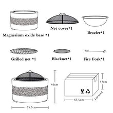 Fire Pit with Grill Shelf Garden Patio Heater//Ice Pit Fashionable and Artistic Magnesium Oxide Base Used for Outdoor Garden Barbecue Camping (Grey)