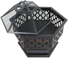 SLGGPJBU Outdoor Fire Pit Outdoor Fire Pits Portable Metal Fire Pit Hexagon Design Fireplace Stove, with Mesh Screen Cover Fireplace Stove Wood Burning