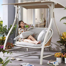 CUTPOIY Outdoor Patio Furniture Swing Glider with Stand, Outdoor Swing Chairs with Cushions and Pillow, Princess Swing Bed Garden Swing Outdoor Swing Chair Bench, Porch Swing
