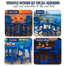 Phat Tommy Round Bar Height Patio Table - Outdoor Bar Table - Balcony Height Patio Furniture for Your Deck - Poly Outdoor Furniture, Blue