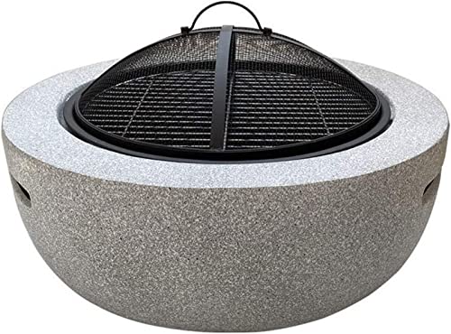 Garden Fire Pit Grill Bowl Grill Barbecue Rack Fire Pits for Garden,Large Wood Burning, with Grill and Lid Cast Iron BBQ Fire Bowl Cover 60Cm Camping Spark Guard Firepit Outdoor Fire Pits