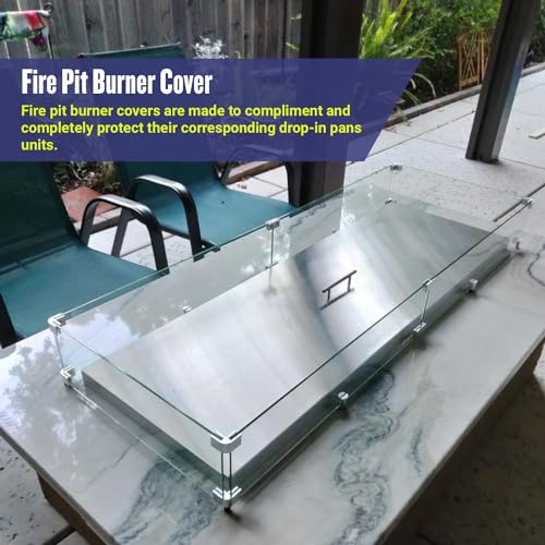 American Fire Products | Square Burner Pan Cover | Stainless Steel Lid for 30" x 30" Outdoor Fire Pit or Table | for Natural Gas or Propane Fires | 33" x 33" x 1.5"