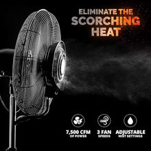 NewAir 24" Pedestal Misting Fan | 7500 CFM | Adjustable Mist Levels | Water Tank | 3 Fan Speeds | Black Mister Fan | Perfect for the Patio, Back Yard, or Outdoor Dining Space