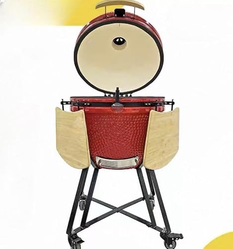 JOSOGO 25 Inch Extra Large Egg-Shaped Ceramic BBQ Grill, American-Style Roaster for Outdoor Cooking(Red)