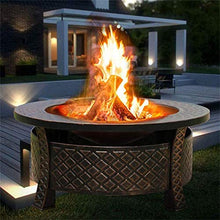 SLGGPJBU Outdoor Fire Pit Large Bonfire Wood Burning Patio & Backyard Firepit for Outside with Round Spark Screen, Fireplace Poker and Metal Grate