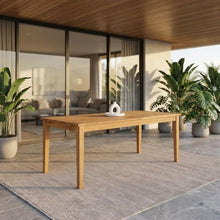 Outdoor Escape Brown Extendable Outdoor Patio Teak Dining Table, Durable Teak Wood, 108.5 Inches Wide, Suitable for Outdoor Gatherings