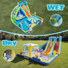 Inflatable Water Park for Kids, 16.4 ft × 14.1 ft Large Backyard Water Slides with Dual Slides, Dual Water Guns & Climbing Wall for Outdoor