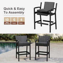 Reljofum Outdoor Bar Stools Set of 4, 30" Patio Barstools Furniture Chairs with Cushions, Wicker Bar Chair for Backyard, Garden, Pool, Balcony and Deck, Black 4 Pack