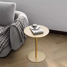 ALMLWIAJ Nightstand, Round Coffee Table Dining Table for Indoor Outdoor Bistro Metal Iron with Sturdy Base Ideal for Garden Dining Room Home Bar (Gold 70x72cm)