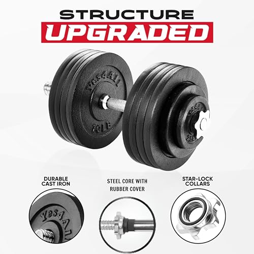 Yes4All Adjustable Dumbbell Set 160lbs Black + 16 In Dumbbell Handle
