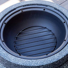 Large 3 in 1 Fire Pit with BBQ Grill Shelf, Edging of Artificial Stone for Outside Patio, Decking, Lava Rocks, Bronze 55 * 46cm