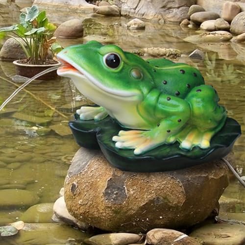 Garden Pond Spitters, Pond Fountains, Whimsical Deocorative Pond Water Feature Accent, with Water Pump and Hose, for Garden Courtyard, Outdoor Decoration (Green A)