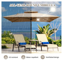 OROTLECT 10' x 10' Square Cantilever Patio Umbrella with Center Pole - Beige Aluminum Outdoor Shade with Hydraulic Lift, 360° Rotation & UPF 50+ Sun Protection
