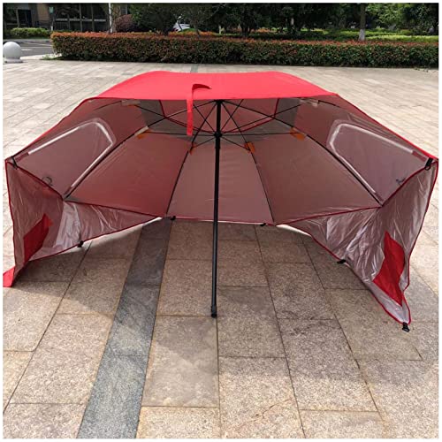 LumaGrove 240cm Beach Umbrella Shelter UPF50+, Fishing Umbrella, 8 Ribs, Sun Shade for Beach and Sports Events(Red)