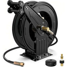 Retractable Pressure Washer Hose Reel, Heavy Duty Steel Hose Reel, Professional Power Wash Hose Reel, for Water, Oil, Air (Black 10m)