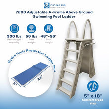 Confer Plastics 7200 Adjustable A-Frame Safety Ladder Steps with Roll-Guard for Above Ground Pools & Hydrotools by Swimline 9" x 24" Ladder Mat