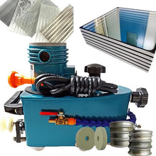 Electric Glass Edging Machine, Electric Small Glass Grinding Edger Polisher, Straight Round Bevelled Glass Edging Grinder Glass Acryl Polishing Machine with 8 Diamond Wheels & 2 Polish Wheels Blue