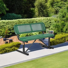 Global Industrial 4'L Heavy Duty Outdoor Steel Picnic Bench with Backrest
