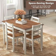 FURUIM2024M Dining Table Dining Table Set for 4 Solid Wood Rectangular Table 4 Chairs 5 Pieces Farmhouse Dinette Set Rubber Wood Legs Rustic Brown Table and Chairs Dining