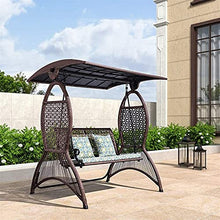 HAOKAZLBR Large Outdoor Porch Swing Garden Patio Swing Chair Porch Swing with Stand Outside Furniture Outdoor Sunshade Swing Chair, Rattan Adjustable Ceiling with Cushion Armchair