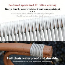 Apk i bc Outdoor Rattan Folding Leisure Garden Armchair, Easy to Assemble and Foldable Storage, Suitable for Balcony and Garden Use, Includes 2-Piece Set(Wood Tone,50 * 74 * 80CM)