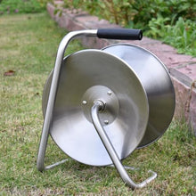Etsuosy Stainless Steel Garden Hose Reel, Wall Mount or Portable, Manual Crank Winder with Brass Connector