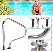 Pool Handrail 304 Stainless Steel Swimming Pool Handrail, Pool Hand Rail for Inground Pools and Spa, 3-Bend Pool Stair Railing, Silver