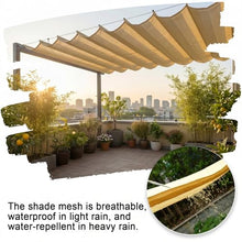 Retractable Roman Sail Shade Slide Wire Wave Shade Sail Sun Shade Sail with Mounting Kit Uv Resistant Sun Protection Wave Canopy Cover for Pergola, Porch, Terrace Garden(W1*L15m/W3.28*L49.21ft)