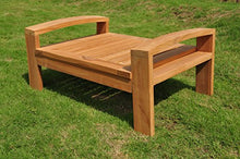 6 PC A Grade Outdoor Patio Teak Sofa Set - 3-Seater Sofa, 2 Deep Seating Club Chairs, 1 Side Table, 1 Rectangle Coffee Table and 1 Ottoman-Furniture Only - Cadras Collection