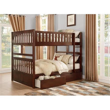 Pemberly Row Transitional Wood Full Over Full Bunk Bed Cherry