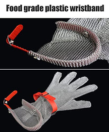 Cut Resistant Glove 32cm Long Stainless Steel Cut Resistant Gloves, Suitable for Slaughter, Kitchen, Garden, Outdoor Adventure Studio Gloves (Size : 2pcs/S)