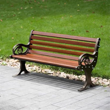 GRFIT Outdoor Bench Cast Aluminum Chair for Outdoors, Rest Bench with Faux Iron Wood Grain, Long Back Seat for Patio Garden Bench (Small)
