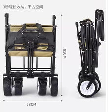 IRYZE Outdoor Utility Wagon Outdoor Folding Utility Wagon Heavy Garden Transporter Folding Camping Trailer Portable Shopping Cart Adjustable Handle Grocery Cart