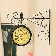 EHVYBDX Wall Clock, Outdoor Garden Double Sided Wall Clock, Retro Metal Silent Station Clock, Operated Decorative Antique Hanging Clock for Indoor and Outdoor 5 ?in