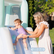 Bounceland Splash N’ Dash Dream Water Slide, 14.4ft L x 9.1ft W x 6.8ft H inflated Size, Outdoor Fun w/Long Slide, Giant Splash Pool, Water Spray, Climbing Wall, Active Play for Kids