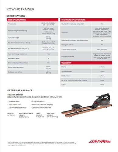 Life Fitness Row HX Trainer Natural Wood