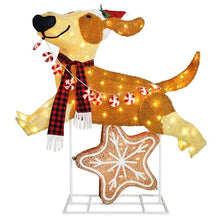 Puleo International 4' Pre-Lit Outdoor Puppy Christmas Holiday Decor with 144 Warm White Twinkling LED Lights